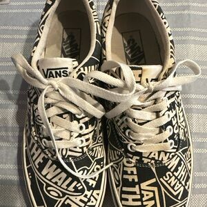 Vans Black and Cream Patterned Sneakers